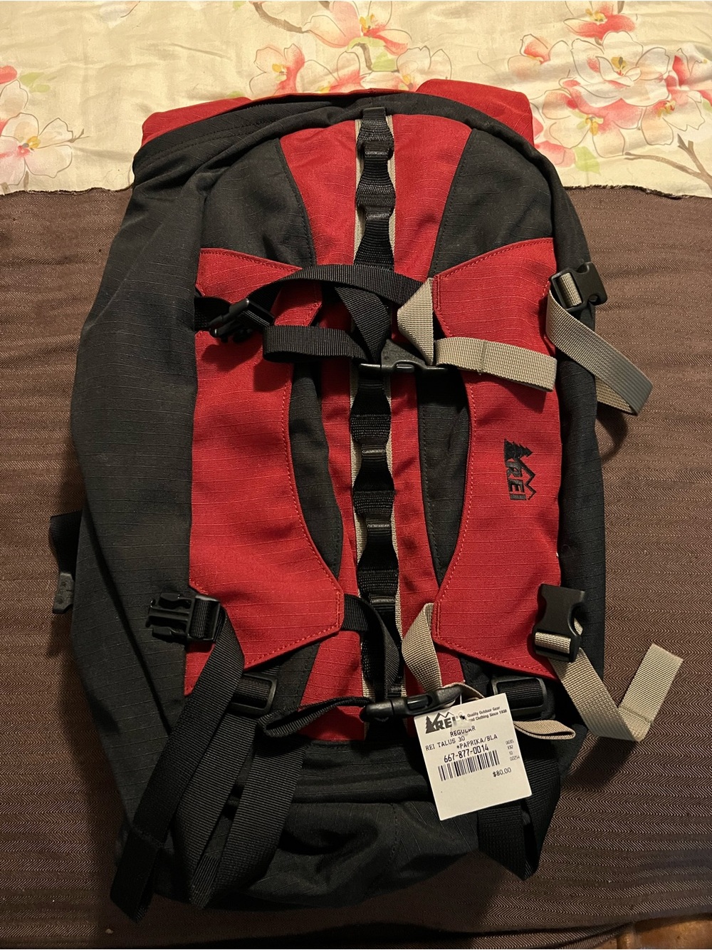 REI Hiking Backpack Internal Frame Backpacking Pack Red Black